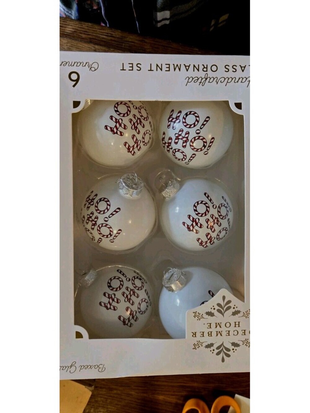 9 December Home Handcrafted 2 1/2" Glass Ornament Set 9 Gold Shiny With Ho Ho Ho